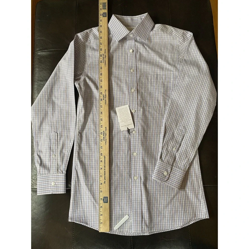 Roundtree &‎ Yorke Gold Label Men's Small 141/2 X 32 Button Up Gingham Shirt - Picture 8 of 12